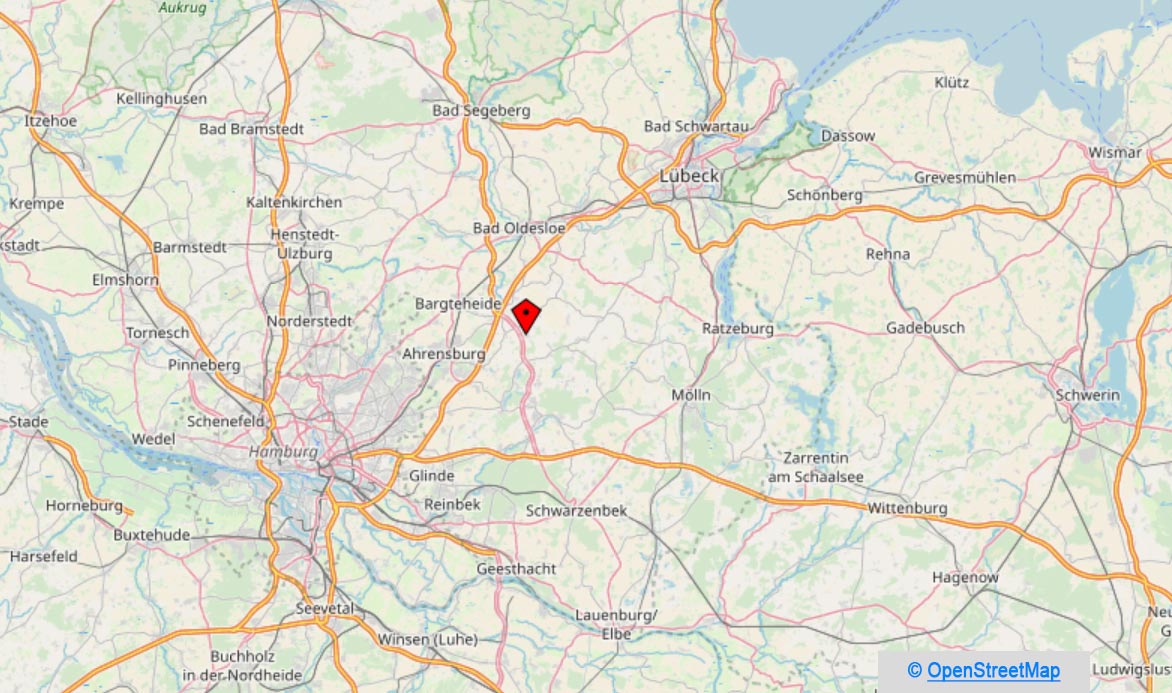 Landkarte Standort Trettner Elektronik GmbH - zwischen Hamburg und Lübeck